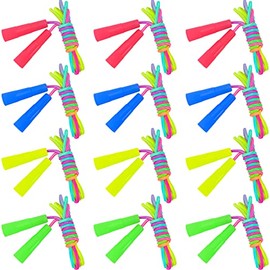 Kids Jump Rope,12 Pack Rainbow Jump Rope Set,7.2 Ft Adjustable Skipping Rope,Durable Jump Ropes with Plastic Handles,Vibrant Jumping Ropes for Outdoor