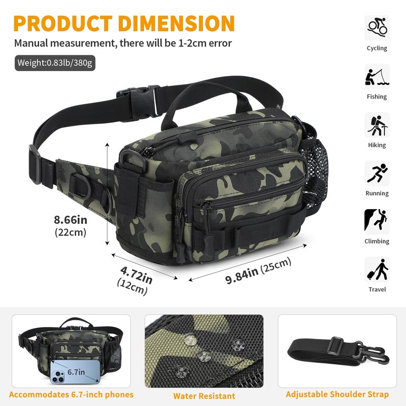 Huntvp Bumbag Tactical Waist Bag with Bottle Holder, Waist Fanny
