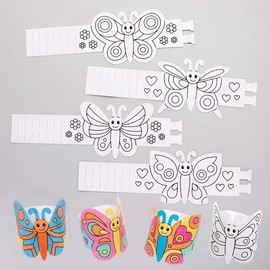 Baker Ross FE149 Butterfly Colour In Bracelet - Pack of 15, Craft for Girls, jewelry Art Set for Kids