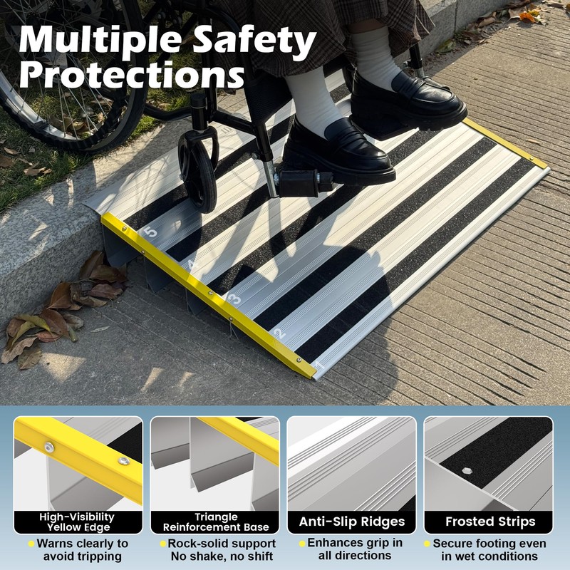 Nuvium 4" Rise Door Threshold Ramps for Doorways, Stable Yellow