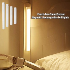  Generic 4/8Pack Punch-Free Smart Sensor Magnetic Rechargeable Led Lights, Motion Sensor Light Indoor (4PCS Warm White, 10cm/3.9in)