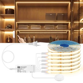 LED Under Cabinet Lighting Kit 6PCS 12V COB LED Strip Lights with 36W Adapter 1M/3.3FT Penetrable Wood Touch Dimmable Led Strip 3000k Flexible LED Cabinet Lights for indoor Kitchen ,Book Shelf, Closet