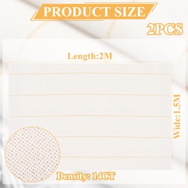 LOPYXBR 2 Packs 59" × 39" Tufting Cloth with Marked Lines, 29CT Tufting Fabric Monk Cloth with Yellow Marked Line, Punch Needle Needlework Fabric for Tufted Gun, Rug-Punch Needle Hooking(100x150cm)