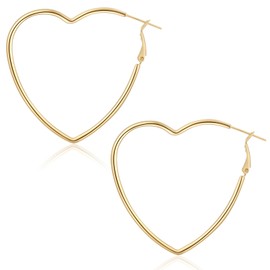 ToHeart 14k Gold Hoop Earrings Heart Hoop Earrings for Womens Sweet Love Heart Earrings