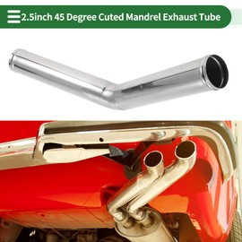 Motoforti 64mm / 2.5" OD T304 Stainless Steel 45 Degree Mandrel Exhaust Tube with Bead Roll DIY Custom Car Modified Exhaust Pipe Tubing Piping 11.81" Length Silver Tone