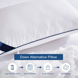 Pillows Standard Size Set of 4,Soft Microfiber Standard Pillows with Hollow Fiber,Hotel Quailty Bed Pillows for Sleeping 4 Pack for Back,Stoamch Sleeper