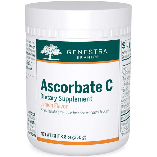 Genestra Brands Ascorbate C | Vitamin and Mineral Supplement Powder | 8.8 Ounces | Lemon Flavor