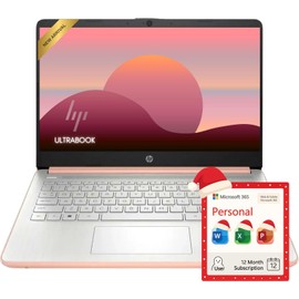 HP RoseGold AirBook 14 – Smart Productivity Edition  Ultra-Slim 14” Laptop with Office 365, Intel 4-Core Processor, 8GB RAM, 1.1TB Total Storage, Windows 11, Elegant Rose Gold (Renewed)  (“AirBook” suggests light, modern, and premium—very appealing for everyday users.)