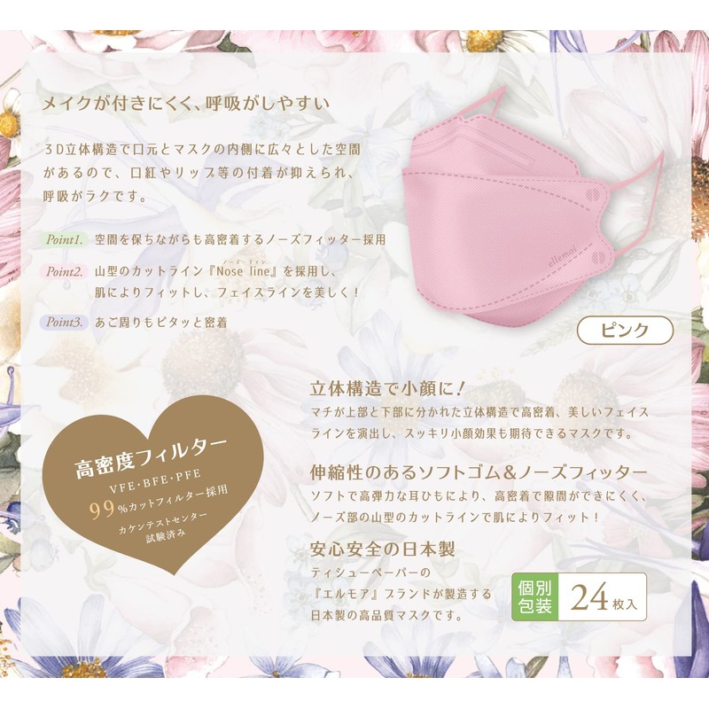 Elmore Skin Mask Flower Pink 24pcs