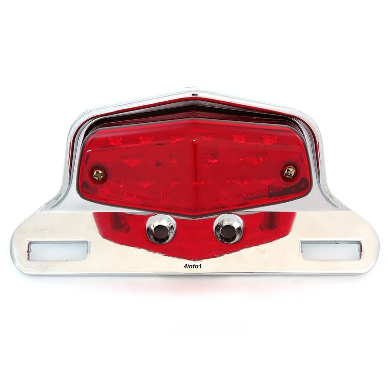 4into1 Lucas Style LED Tail Light Assembly - Chrome w/Red