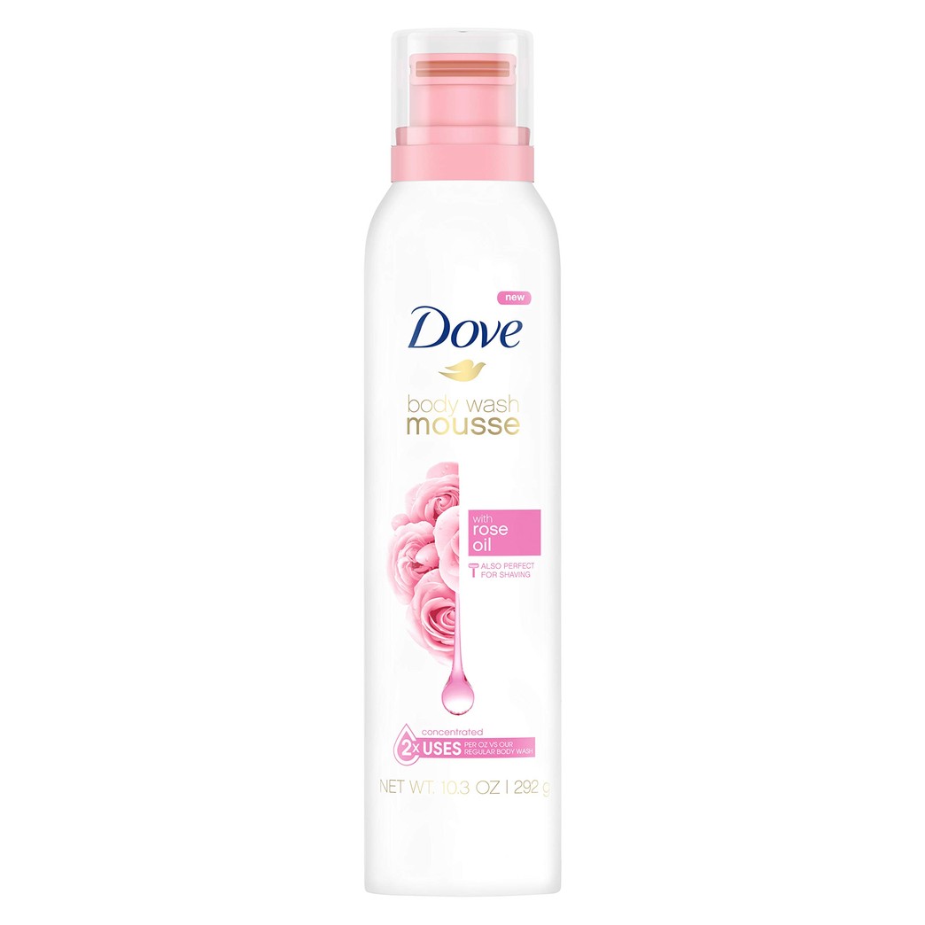 Dove Body Wash Mousse with Rose Oil Effectively Washes Away Bacteria While Nourishing Your Skin 10.3 oz