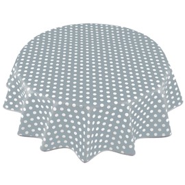 Home Direct Round Oilcloth PVC Wipe Clean Tablecloth Table Cover 140cm 55" Polka Dot Grey Light