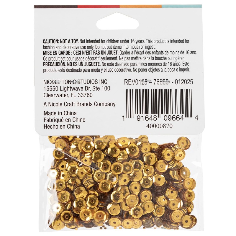 Gold, 5mm Cupped Sequins, 800pc