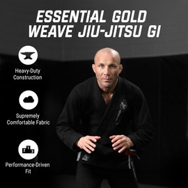 Hayabusa BJJ Gi - Essential Gold Weave Jiu Jitsu Gi for Men and Women, IBJJF Compliant - Black, A5