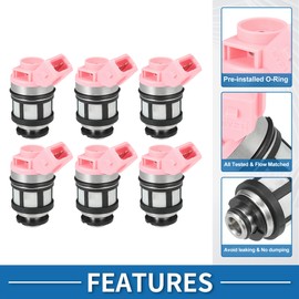 A ABSOPRO Fuel Injector No.16600-88G10/16600-88G00 Fuel Injection Nozzle for Nissan Pathfinder 1994-1995 3.0L for Nissan PickUp 1995 3.0L Pink 6 Pcs