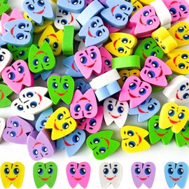 Kaemi 100Pcs Mini Erasers for Kids Bulk Classroom Prizes Large Teeth Erasers Cute Erasers Fun Toys for Kids School Supplies Party Favors for Kids 8-12