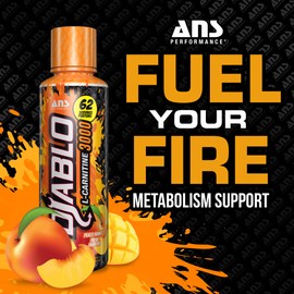 ANS Performance Diablo Carnitine 3000 (473 mL, 16 oz) - Muscle Recovery Support - Double The Value with 3000 mL of L Carnitine per 15 mL - Delicious Flavours (Peach Mango)