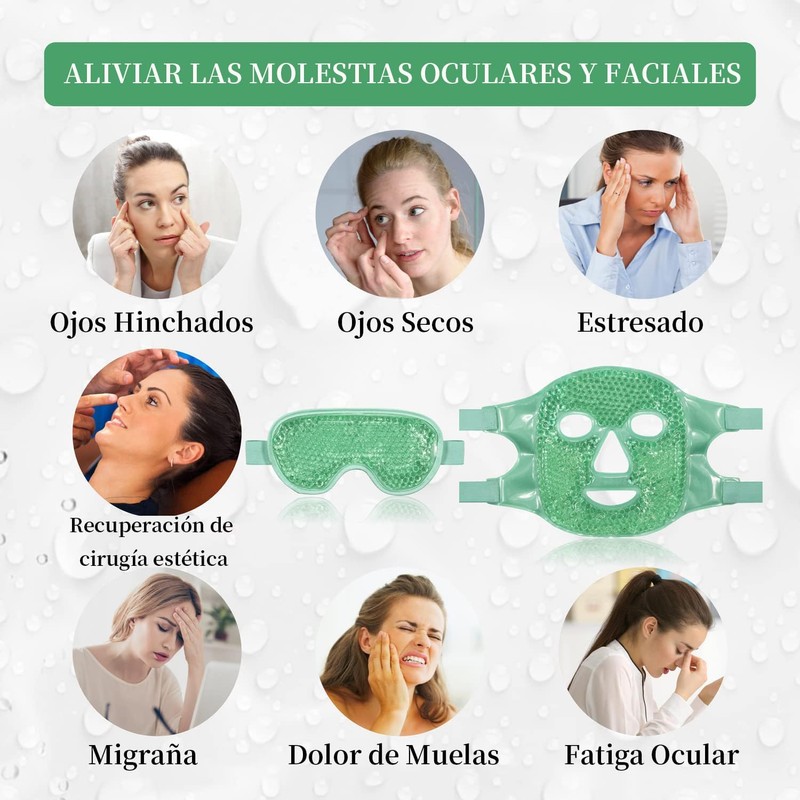 2PCS Máscaras de Hielo para Ojos y Cara, Mascarilla de