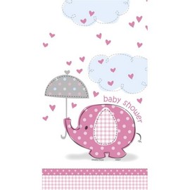 Unique Party Umbrellaphants Baby Shower Pink Tablecover (One Size) (Pink/White)