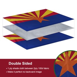 SYII Arizona Flag 3x5 Feet Made in USA, Double Sided 3 Ply State of Arizona AZ Flags with 2 Brass Grommets, Heavy Duty Polyester Vivid Color Outdoor Banner
