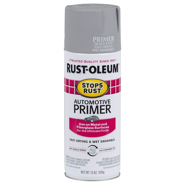 Rust-Oleum 2081830 Stops Rust Automotive Primer, 12 Fl Oz (Pack of 1), Light Gray