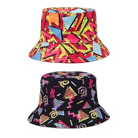 wodehaainiyibeizi 2Pcs Bucket Hat Mushroom Hat Satin Lined Hat Fashion Beach Sun Cap Unisex Summer Retro 90s Bucket Hat for Women Men Reversible Fisherman, Outdoor Travel Holidays Cap