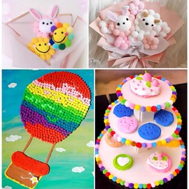 JekyTMP Pack of 100 20 mm Pompoms for Crafts, Fluffy Plush Balls, Colourful Pompoms, Colourful Mini Pompoms, Balls, Fluffy Craft Pom Poms, Colourful Fluffy Pompoms (No. 45 Beige)