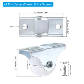 PATIKIL 1" Rigid Caster Wheels, 4 Pack Silent Fixed Plate Casters with M4 Screws Load Capacity 33Lbs for Furniture Workbench Cart Trolley One Direction Rolling, White(NO Brake)