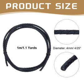 MECCANIXITY - Cordón de piel trenzado redondo de 4 mm, cordón de piel sintético trenzado de 2 yardas para hacer joyas, collares, manualidades, trenzado, 118