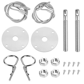 BEANPRECOY Car Hood Pins Kit, Hood Pins, Car Accessories Stainless Steel Engine Hood Pin Plate Bonnet Lock Clip Kit,Car Modified Accessory Hood Lock, Fits Most Car Truck SUV (Silver)