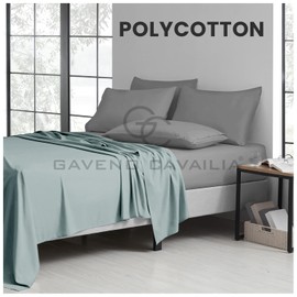 GC GAVENO CAVAILIA Easy Care Flat Sheet King Size - (265 X 275 Cm) Polycotton Bed Sheets - Super Soft & Comfortable Wrinkle Free Sheet - Duck Egg
