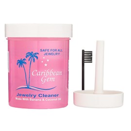 Caribbean Gem All Purpose Jewelry Cleaner Kit w/8oz Cleaning Solution, Basket & Brush - Jewelry Cleaner Kit for Gold, Silver, Diamonds, Rings, Gems & Precious Stones