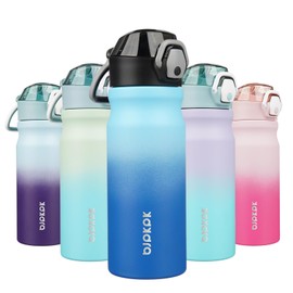 BJPKPK Water Bottle with Straw 18oz Insulated Water Bottles Reusable Stainless Steel Metal Thermal Flask with Leak Proof Lockable Lid and Carry Handle,Sky