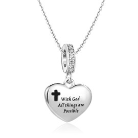 SBI Jewelry Jesus God Cross Necklace for Women With God All Things Possible Dangle Birthday Family Christmas Anniversary