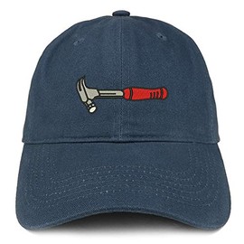 Trendy Apparel Shop Hammer Tool Embroidered Cotton Unstructured Dad Hat - Navy
