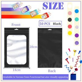 50 Stück Zip-Beutel Medium Mylar Bags Schwarz Holografische Beutel 14x20cm,Wiederverschließbare Mylar Beutel,Geruchsdichte Baggys Ziplock-Beutel Polybeutel für Schmuck,Lebensmittel,Kleine Unternehmen