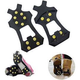 Ice Cleats for Shoes and Boots - Non-Slip Crampons for Walking on Snow and Ice, Rubber Traction Overshoes - Color: black, Size: Medium(4.5-6.5 men/6-8 women)