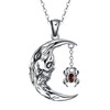 MONGAS Skull Necklace Sterling Silver Skull Moon Pendant Gothic Jewelry