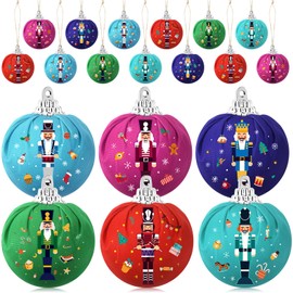 12 Adornos de Bola de Cascanueces de Navidad Adorno de Bola de Diseño de Cascanueces Adorno Colgante de Bola de Cascanueces Envuelto de Tela Kit de Bolas de Navidad Envueltas para Decoración