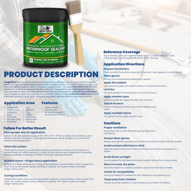 Clear Waterproof Sealant – Water-Based Transparent Waterproof Coating Acrylic Paste