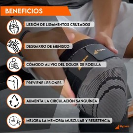 Hyperz.- Pack de 2 Rodillera Deportiva de Compresión con Correas Ajustables para Hombre y Mujer Elástica con Bandas Ajustables Rodillera Ortopédica para Meniscos y Tendinitis Nylon y Spandex Talla M