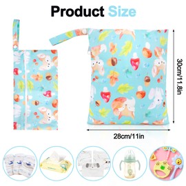 HAIJSEVR 2 Pack Waterproof Wet Bag, Cloth Diaper Wet Dry Bags with Zipper, Washable Travel Bags for Stroller Daycare Baby Diapers Yoga Gym Beach Pool Wet Toddler Swimsuits