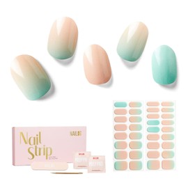 Nailog Semi Cured Gel Nail Strips 34 pcs | Long Lasting Nail Polish Sticker Wraps with Glossy Gel Finish | New Dawn