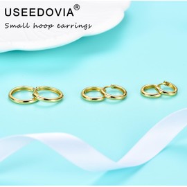 Sterling Silver Hoop Earrings for Women Grils | 3 Pairs Small Gold Huggie Hinged Hoop Earrings Set | Hypoallergenic Sleeper Hoops Jewelry Gifts for Multiple Piercing, 8/10/12mm