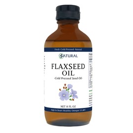 Zatural Flaxseed Oil - 100% Pure Flax Seed Oil - 0 Additives - 0 Fillers - Cold Pressed - Unrefined (8oz Glass)