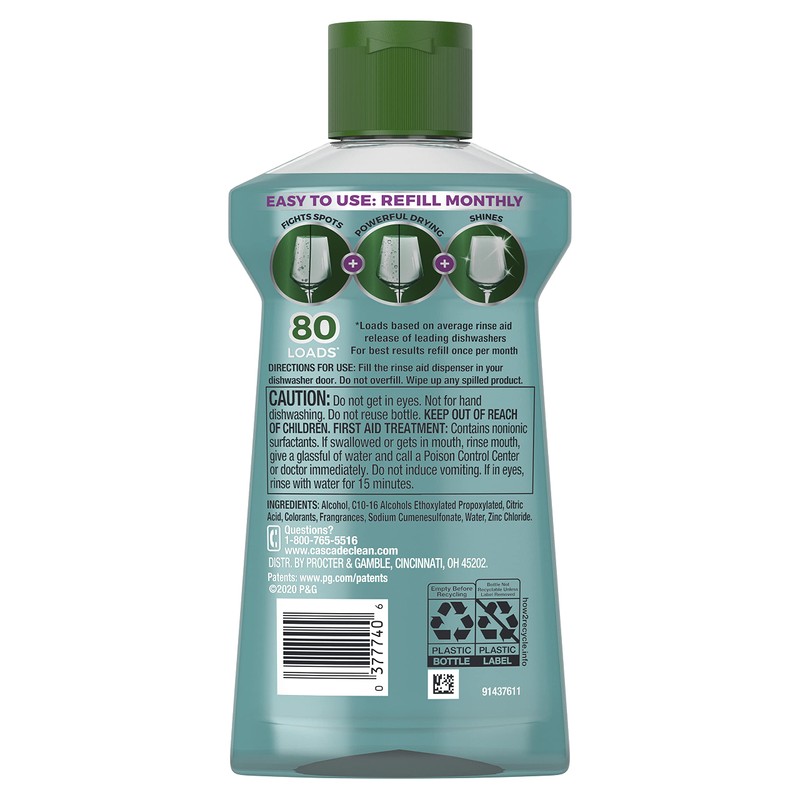 Cascade Platinum Dishwasher Rinse Aid, 8.45 fl oz (Packaging May