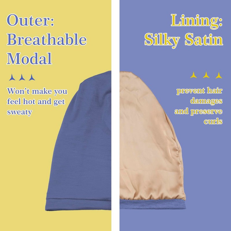 NICPOO Silk Satin Bonnet Hair Wrap for Sleeping, 2 Pcs