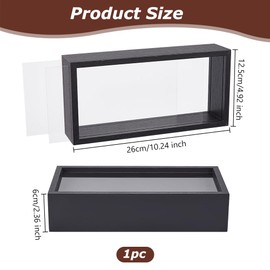 OLYCRAFT 12.5 x 6 x 26 cm Rectangular Shadow Box, Wooden Shadow Box, Display Case, Shadow Box Frame with Double-Sided Clear Acrylic Window for Dried Flowers and Leaf Samples, Black