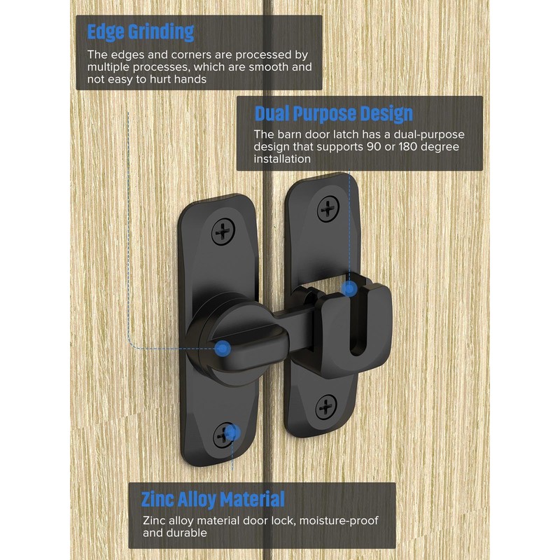 MeBantoo 90/180 Degree Flip Barn Door Lock, Protect Privacy -