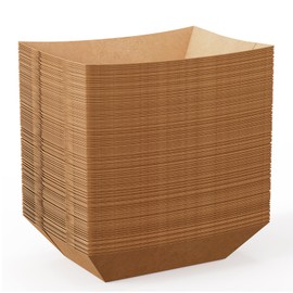 JOLLY CHEF 3lb Paper Food Trays,250 Pack Disposable Kraft Boat, Extra Large Food Serving Holder Tray for Party, Nachos, Hot Dogs, Taco, French Fries